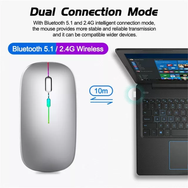 Mouse Cordless 2 IN 1 BLUETOOTH O WIRELESS Per PC , Mac , CELLULARE RICARICABILE 3