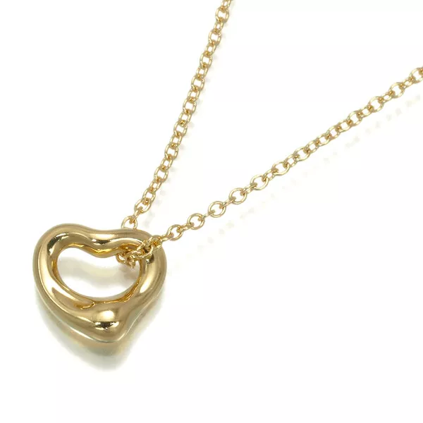 Auth Tiffany&Co. Necklace Open Heart Mini 18K 750 Yellow Gold