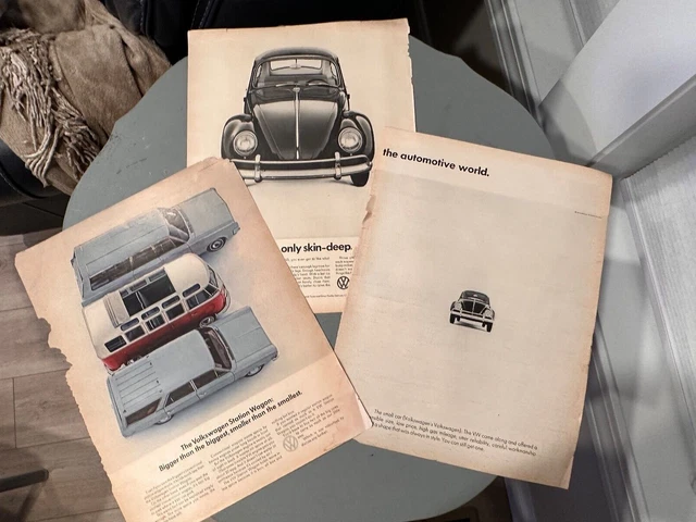 Lot Of 3 Vtg. 1960'S Volkswagon Automobile Magazine Advertisements  Vw. Beetle