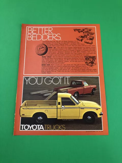 1977 1978 Toyota Sr5 Sport Pick Up Truck Original Print Ad Advertisement B4