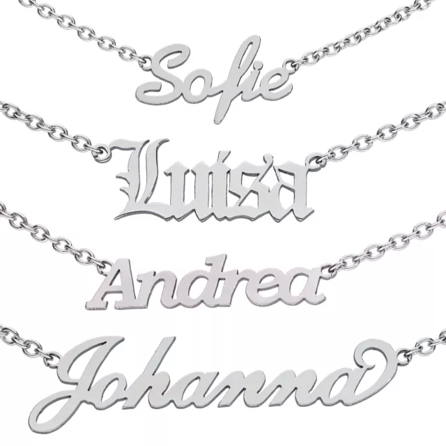 Personalised Your Text Any Name Necklace Pendant Nameplate Chain Stainless Steel