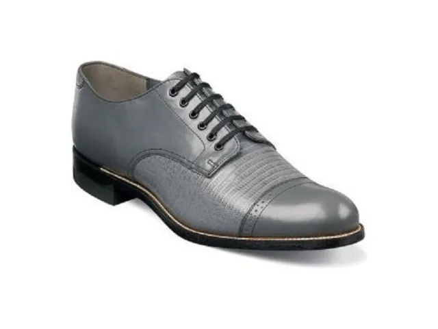 Madison Stacy Adams Biscuit Mens Shoes Oxfords Gray lizard print 00049-10