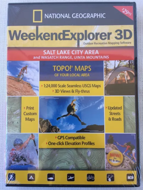 New 2007 National Geographic TOPO! Outdoor Mapping Software - Salt Lake City