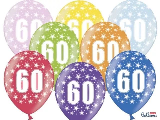 50 PALLONCINI lattice 30 cm numero 60 COMPLEANNO 60 ANNI 0F3H