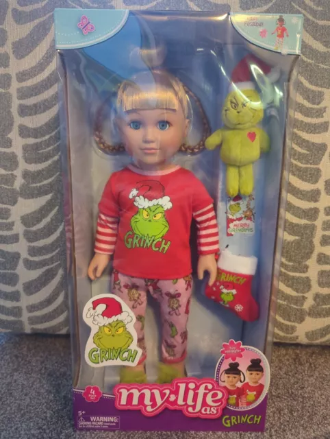 My Life As Poseable Grinch Sleepover 18 inch Doll Blonde Hair Blue Eyes New