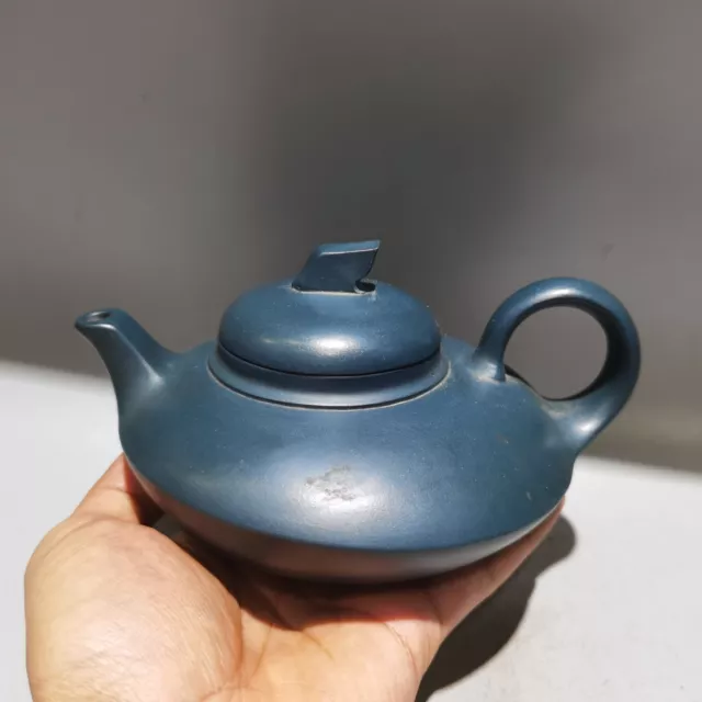 6.7" China Yixing Zisha blue Clay handmade ruyi Kung Fu Tea regimen Tea pot 吴群祥