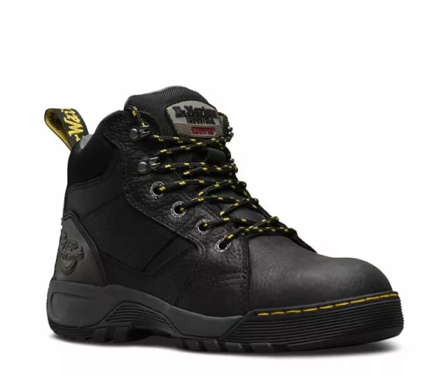 Dr Martens 6 Trou Grapple PC Noir Capuchon D'Acier 22953001