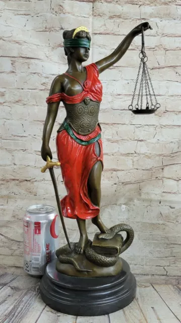 Bronze Scale Justice Blind Justice Sculpture Statue Nude Figurine 18" Red Sale