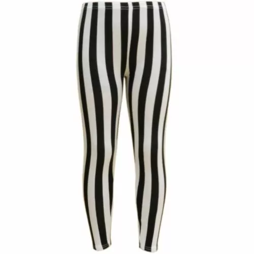 NEW Girls Kids Black White Leggings Striped Stripe Print Age 6 7 8 9 10 11 12 13