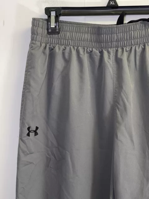 Under Armour Mens L Vital Woven Workout Training Pants Gray Zip Ankle Mesh Lined 2