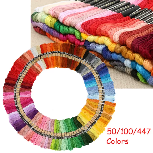 50/100/447 Colors Embroidery Floss Cross Stitch Cotton Thread Line Sewing Skeins