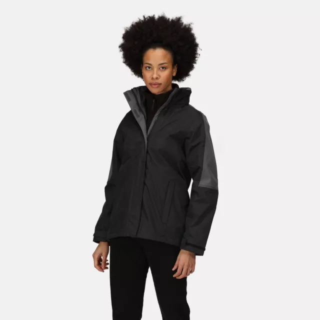 Regatta Defender III black/grey women's 3-in-1 fleece/waterproof jacket #TRA132