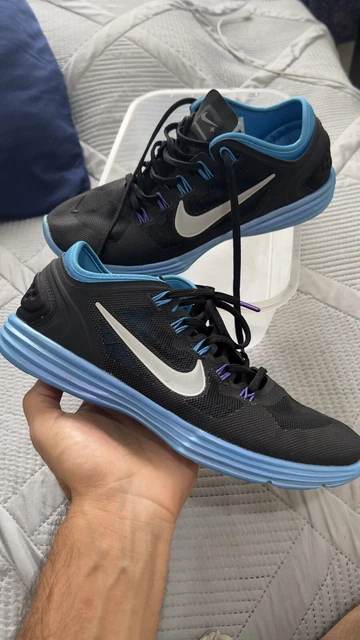 NIKE Lunar Hyperworkout XT+ Shoes Womens Sz 8 Athletic Mesh Sneakers Black Blue
