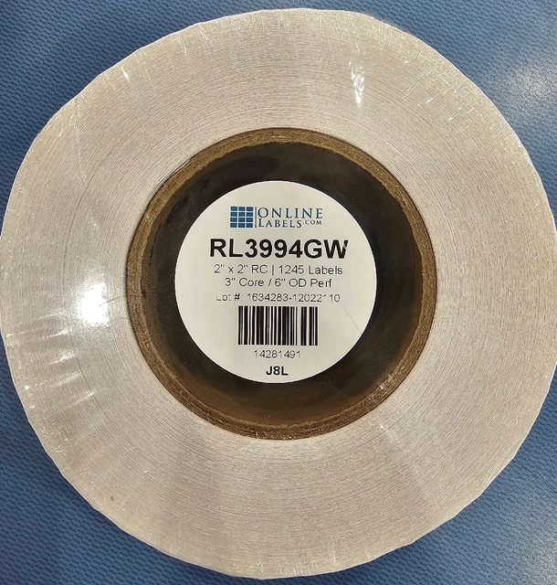 Online Lables: RL3994GW 1245 2" Square Inkjet Roll Labels New and Sealed.