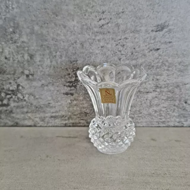 Vintage Nachtmann 24% Crystal Glass Thistle Vase Germany 6.6cm tall with label