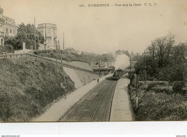 S9475 cpa 92 Suresnes - vue sur la Gare " Train "