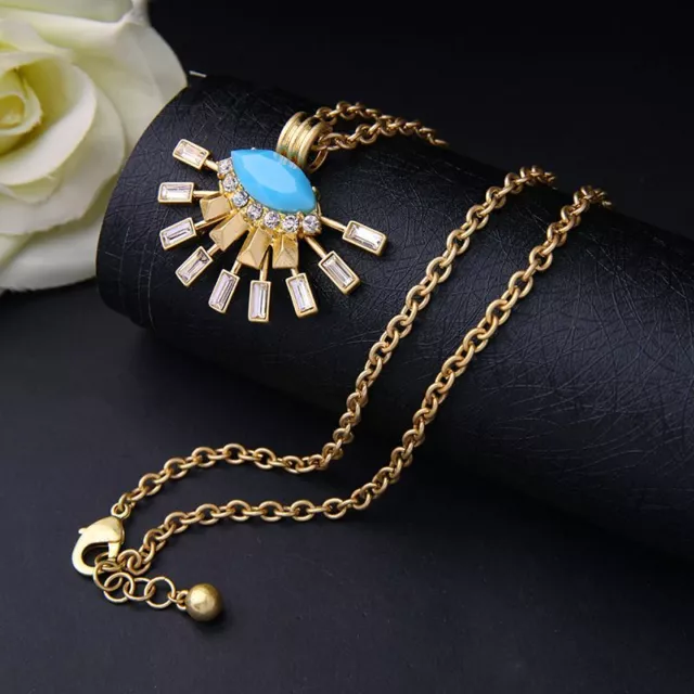 Glass Crystal Necklace Resin Charm Pendants Gold Color Chains Women Necklaces