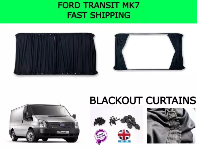 Ford Transit Mk7 2004-2014 Blackout Curtains Choose Different Variations Black