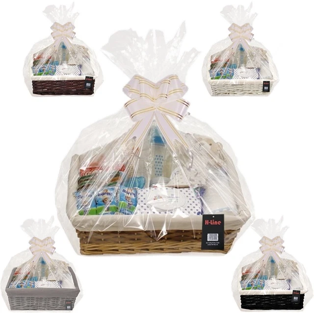 MAKE YOUR OWN Hamper Wicker Wine Food Basket Cellophane Bow Easter Gift
