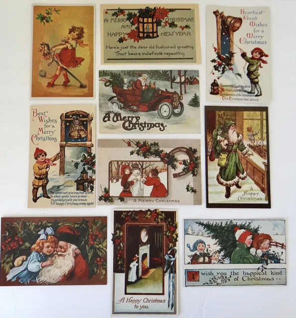 Set 10 Victorian Reproduction Christmas Postcards NEW Old Stock FREE SHIPPING  7