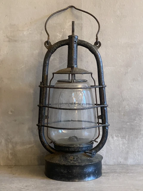 Antike Laterne BAT 2850 zum herrichten Sturmlampe Petroleumlampe Originalglas