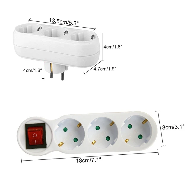 2 FACH DOPPELSTECKER Mehrfachstecker Steckdose Multistecker Adapter ...