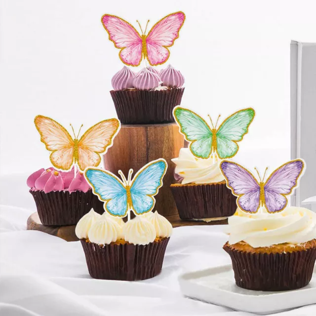 16 piezas/juego de tapas de pastel de mariposa pintadas pasteles de cumpleaños de mariposa decoración