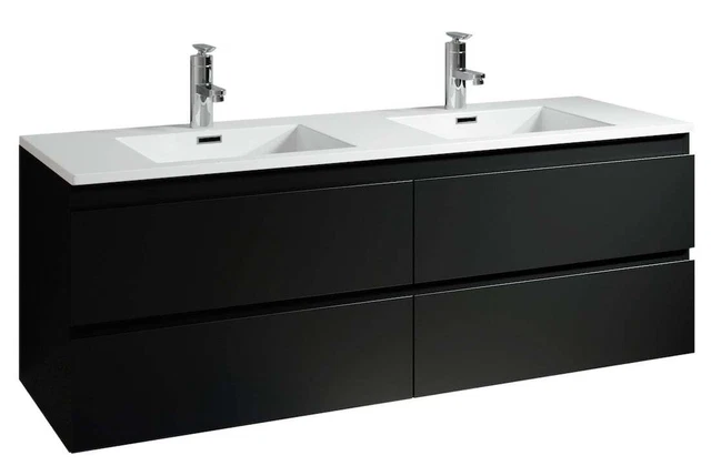 MEUBLE DE SALLE de bain Angela 160 cm - Badplaats - noir mat – Armoire