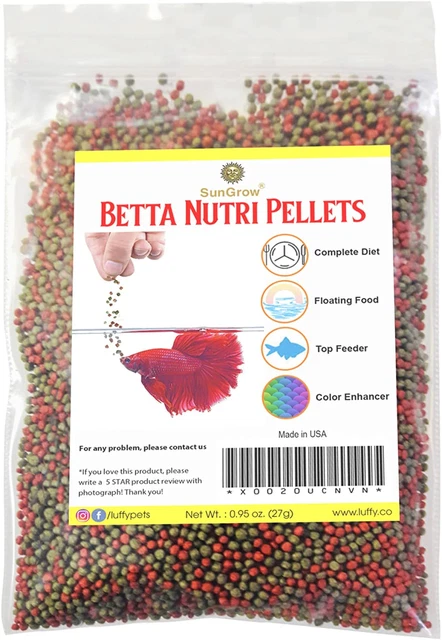 Sungrow Betta Food, Color Enhancer Floating Feed, Balanced Diet for Healthy Fish