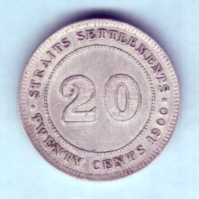 Straits Settlements. 1900 20 Cents..  Trace Lustre  - gVF