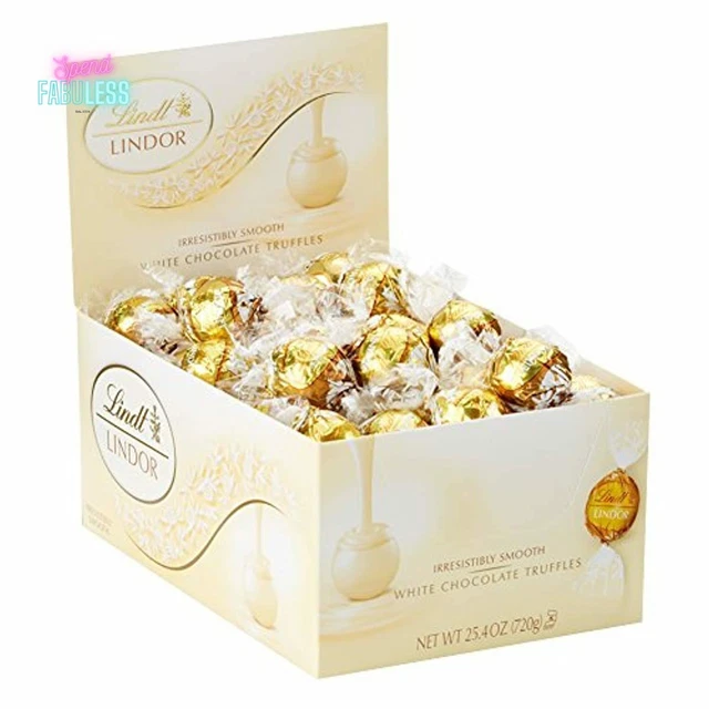 LINDT LINDOR WHITE Chocolate Shell Candy w/ Melting Truffle Center 60