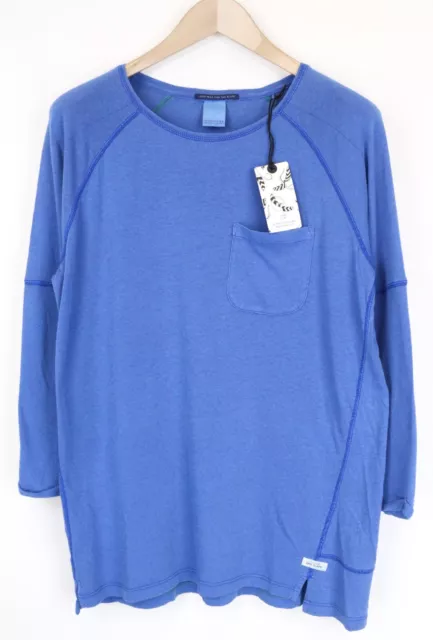 Scotch & Soda Ams Blauw Hommes T-Shirt ~ S/M Bleu 3/4 Manche Pull Décontracté