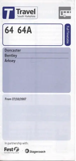 Travel South Yorkshire Bus Timetable - 64/64A - Doncaster-Arksey - October 2007