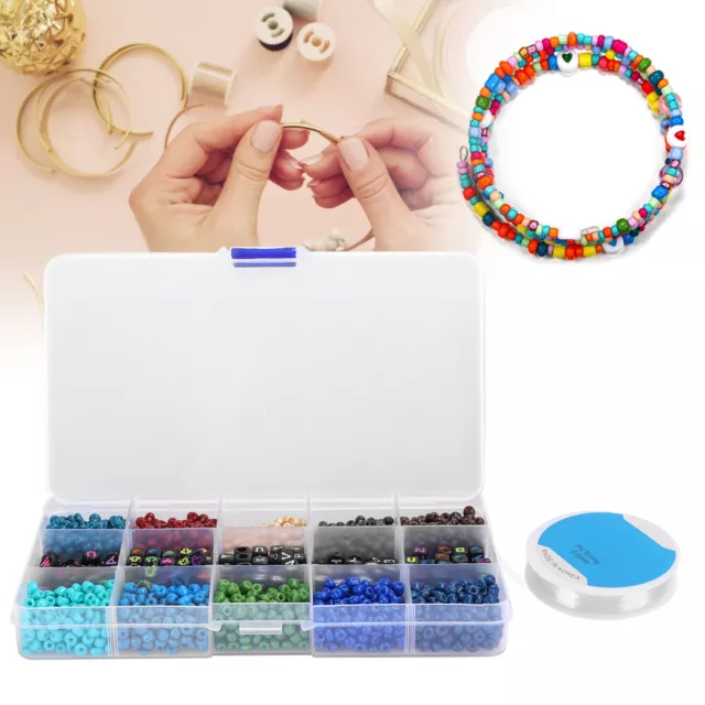 DIY Craft Round Quadrate Beads Kit Bracelet Necklaces Crafting Jewelry Makin Vau