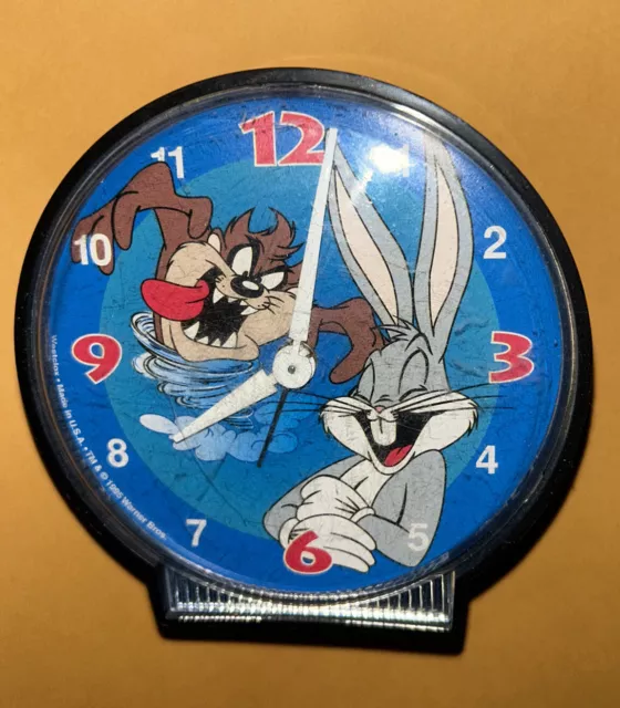 Vintage Wind Up Alarm Clock Bugs Bunny and TAZ Devil  Westclox 1995   Working 3