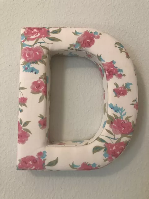 Fabric Covered Wall Letter - Pink Floral- Letter D