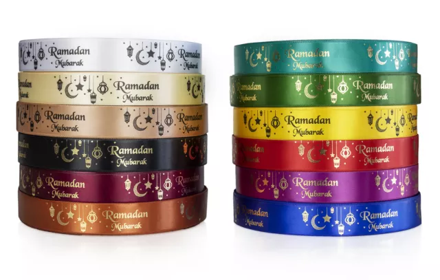 RAMADAN MUBARAK satin ribbon 25mm