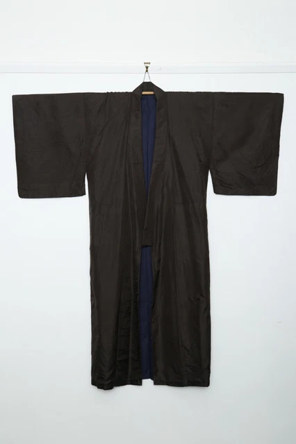 Kimono Giapponese Uomo Marrone Seta Tradizionale