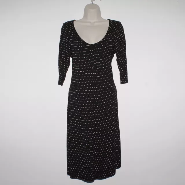 Womens PHASE EIGHT Casual Black Cream Dotted 3/4 Sleeve Dress UK 12