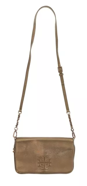 Tory Burch Thea 123501 Bronze Fold-over Clutch Crossbody Bag