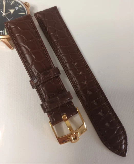 Bracelet En Cuir Crocodile Bordeaux Artisanal - Largeur 18/16mm - Compatible Montres De Luxe - Neuf