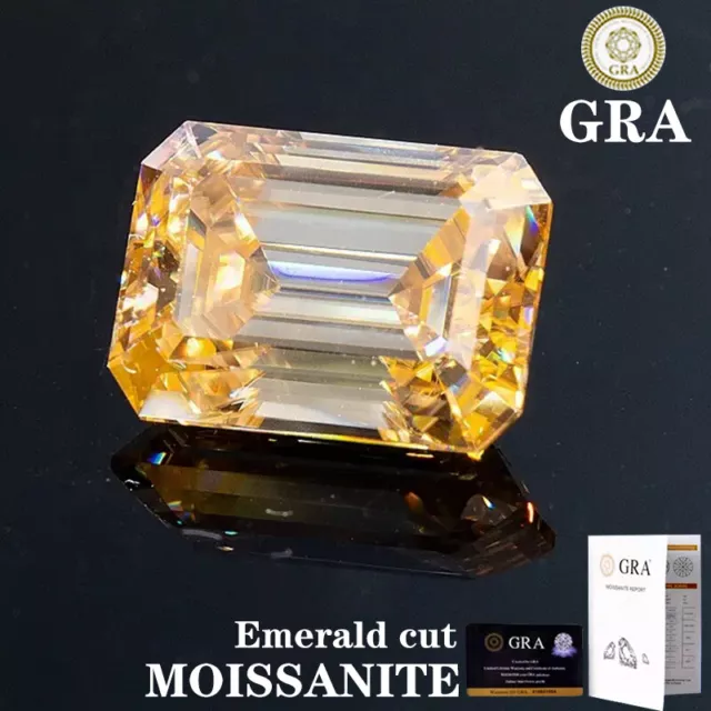 Emerald Cut Moissanite Loose Stone VVS Champagne Color Gemstone With Certificate