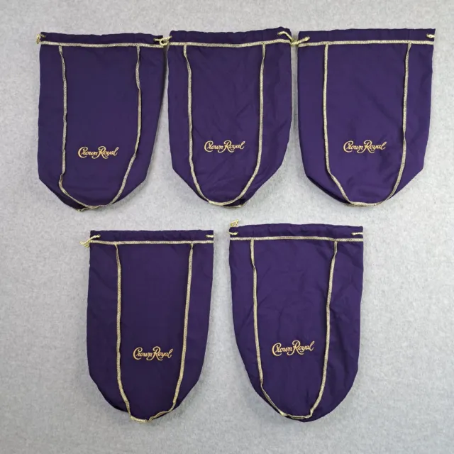 Crown Royal Lot of 5 Large 1.75L XL Purple Drawstring Bags 12 Inch Bag