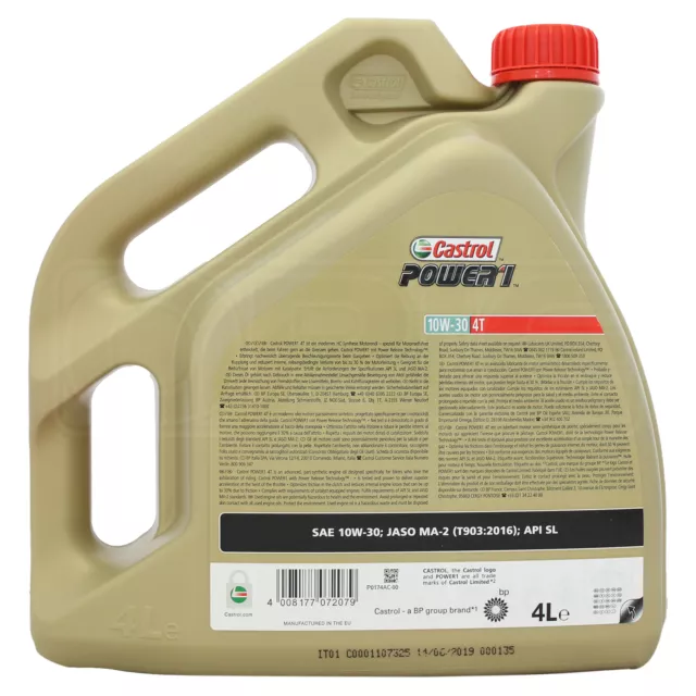 Castrol POWER1 4T 10W-30 Semi Synthetic 4 Stroke Motorcycle Engine Oil 4 Litres 2