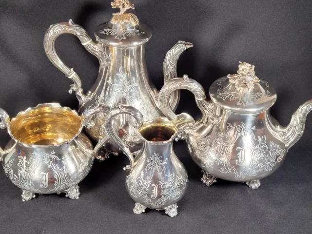Beautiful Antique Silver English Tea Set 925  30579-1