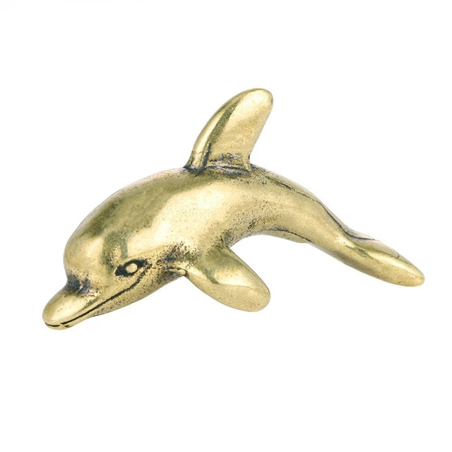 Elegante statua delfino in ottone 4 1 cm x 2 cm bronzo Buddha ornamento artigian