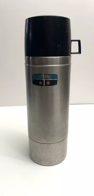 Vintage Seely Thermos 2464S Stainless Steel Metal Removable Cup 1 Quart 12.5"