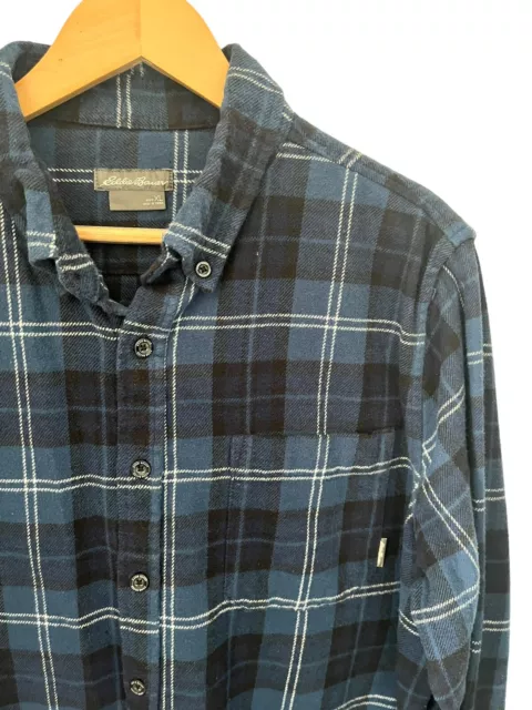 Eddie Bauer Boys Sz. XLPlaid Flannel Fleece Sm. Button Down Shirt Jacket Blue 3