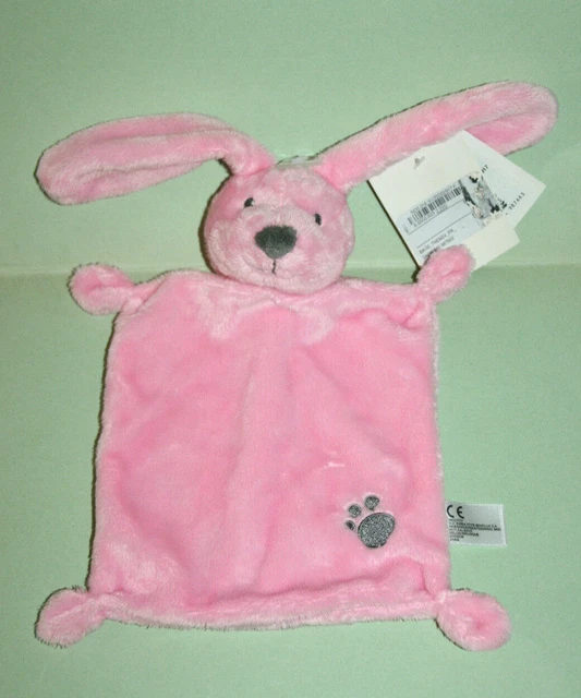 Nicotoy Simba Toys Doudou Lapin Plat Rose Empreinte Nez Gris Neuf Avec Etiquette