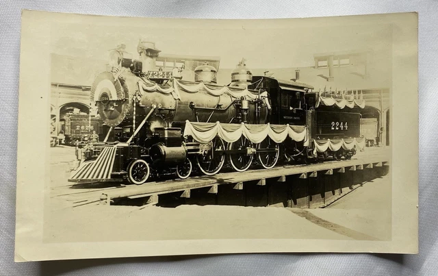 Vintage Photograph 1900’s Locomotive Train 2244 Decorated For President Taft B&W